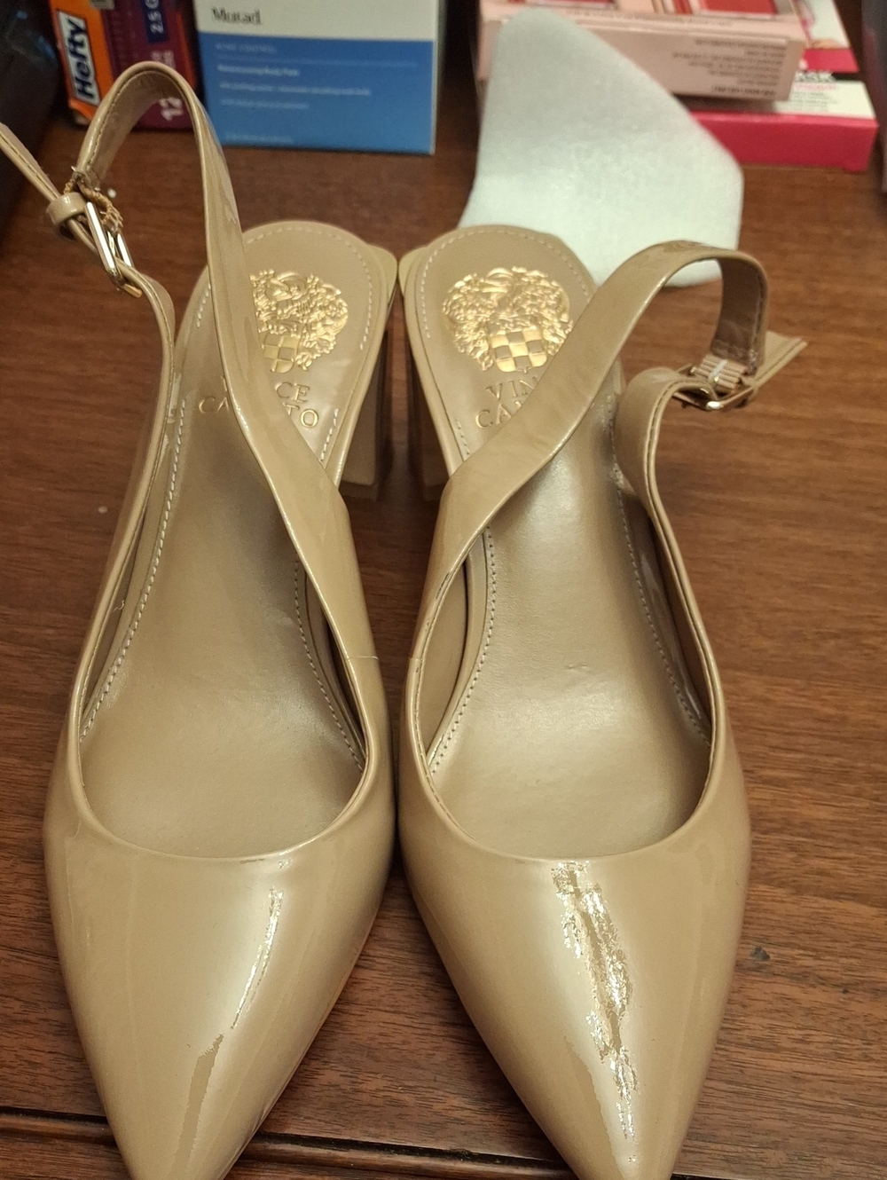 Vince Camuto Patent Leather Nude Patent Slingback Pumps 8.5M
